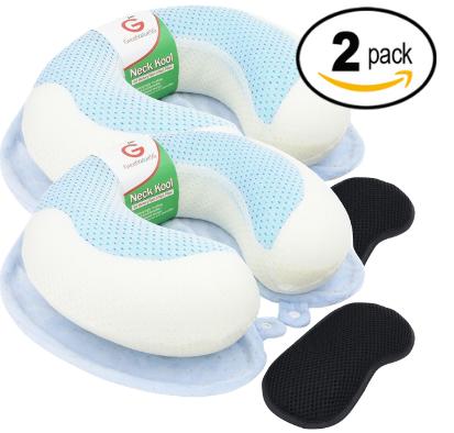 SPECIAL SALE Great Value SG Neck Kool Cooling Gel U Memory Foam Neck Pillow - BEST for Working, Reading, Playing Games, Travel and Support. Ergonomic. Comfort All Seasons. Free Velvet Cover (Worth $8)