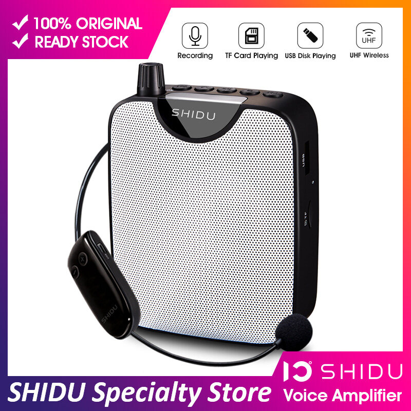 SHIDU UHF Mini Wireless Portable Voice Amplifier FM Stereo Radio HiFi AUX Audio Speaker For Teachers Speech Yoga Instructor M500