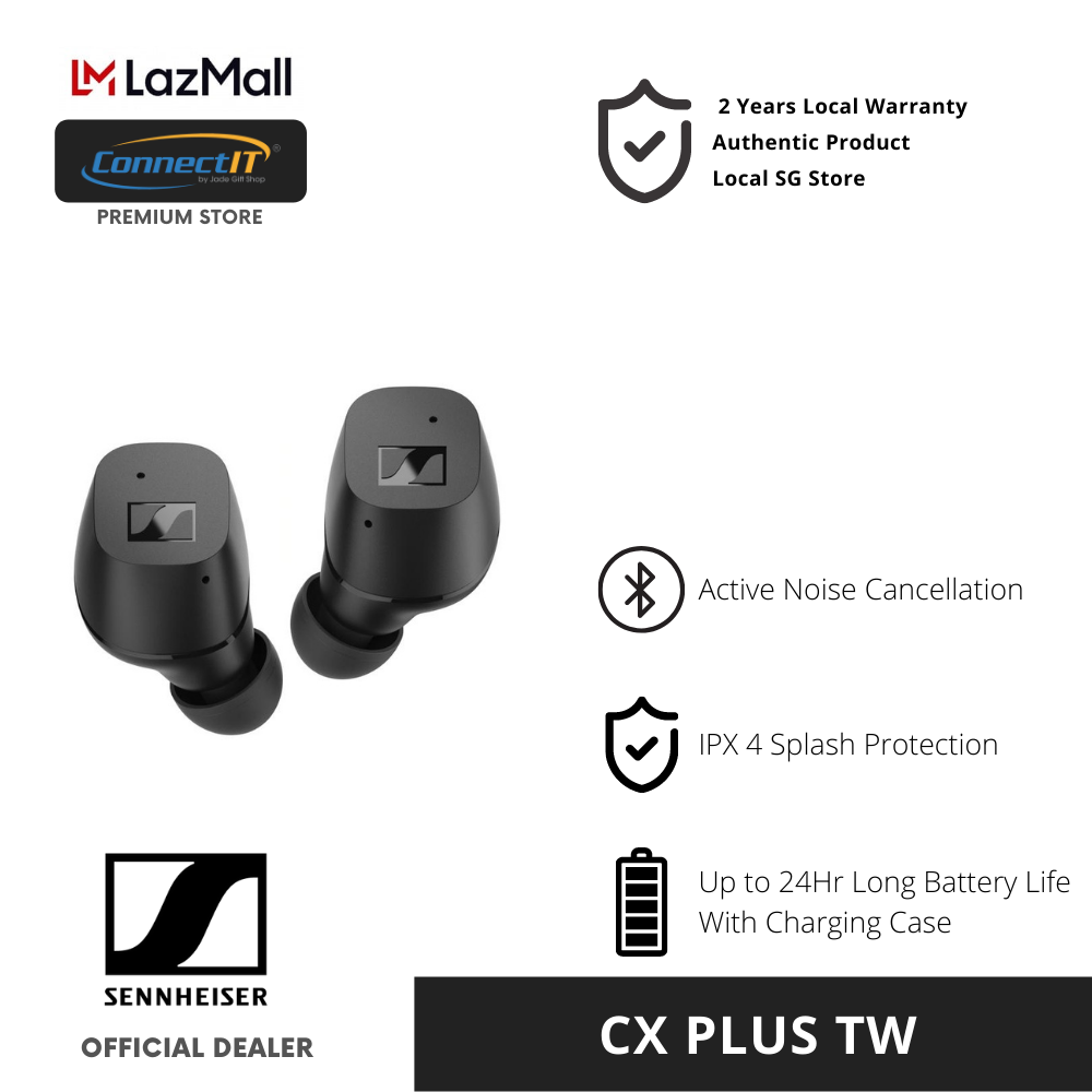 Sennheiser CX Plus True Wireless - CX TW PLUS Bluetooth 5.2 Earbuds with Active Noise Cancellation And IPX4 Splash Resistant ( 2 Years Local Warranty)