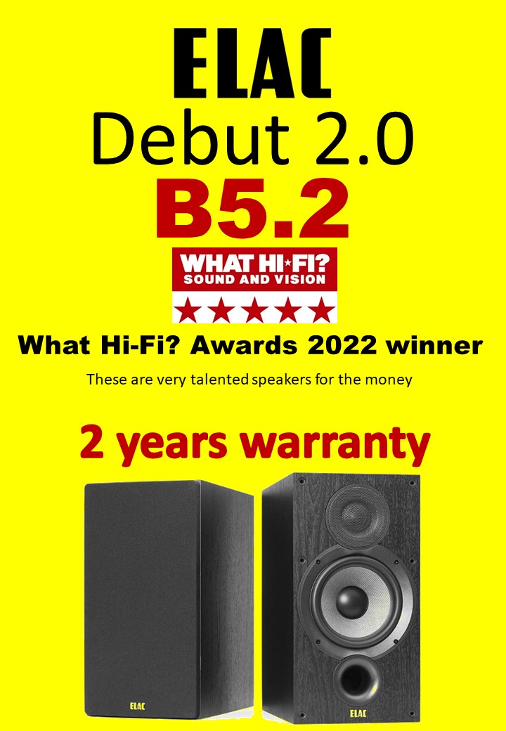 Elac Debut 2.0 B5.2 What Hi-Fi? Awards 2022 Winner BLACK