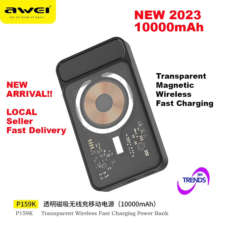Awei P159K 15W Light Magnetic Wireless Power Bank 20W PD 10000mAh Type-C Fast Charge Portable Power Bank for Xiaomi Samsung